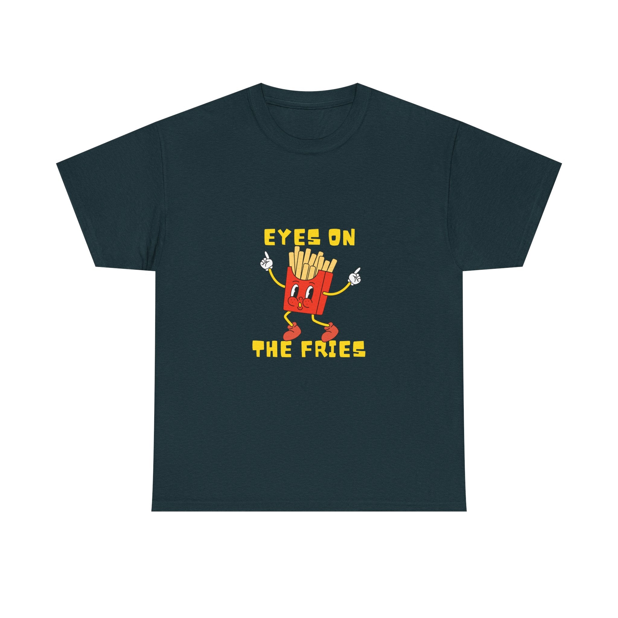 Funny Foodie Unisex Heavy Cotton Tee - 'Eyes on the Fries' Graphic T-Shirt