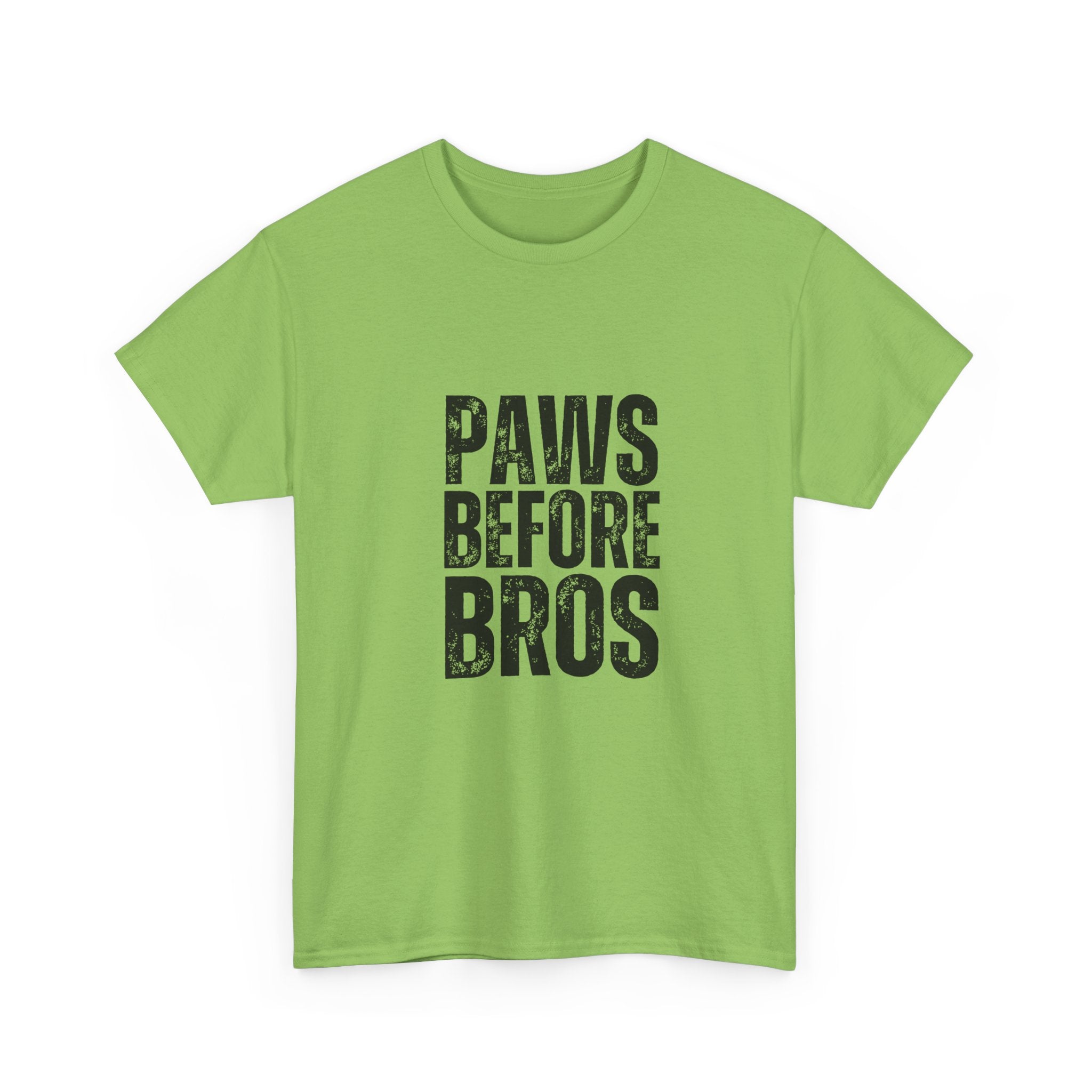 Unisex Heavy Cotton Tee - 'Paws Before Bros' Graphic T-Shirt