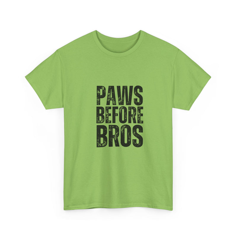 Unisex Heavy Cotton Tee - 'Paws Before Bros' Graphic T-Shirt
