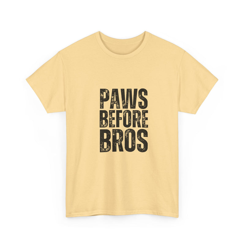 Unisex Heavy Cotton Tee - 'Paws Before Bros' Graphic T-Shirt