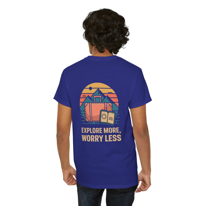 Unisex Heavy Cotton Tee: "Explore more worry less" - T-Shirt