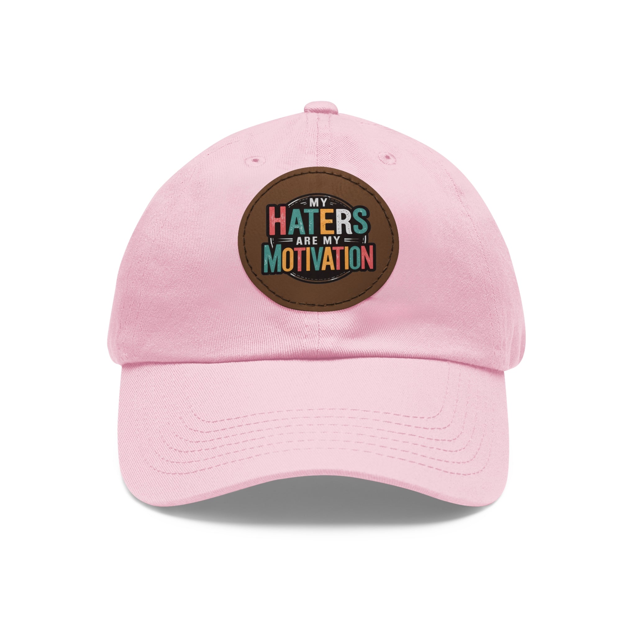 Motivational Dad Hat with Leather Patch - "My Haters Are My Motivation"