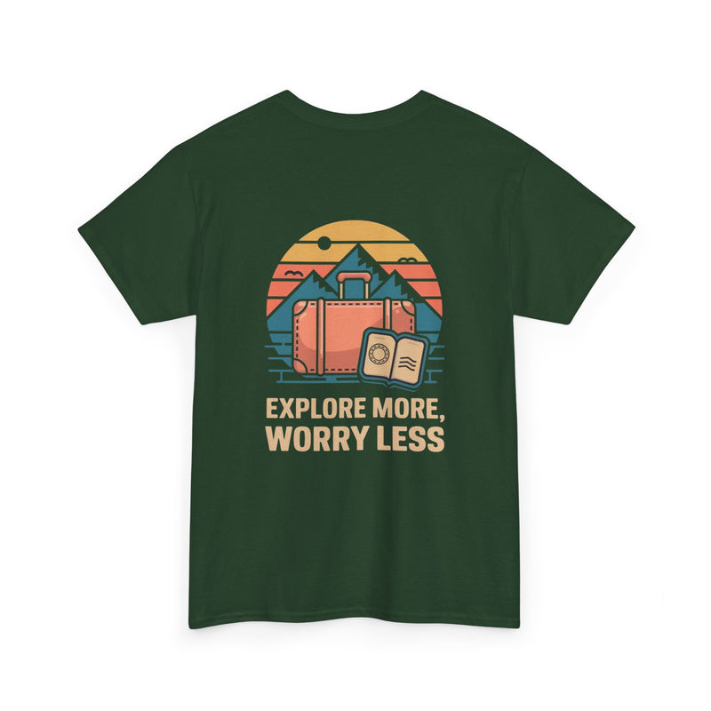 Unisex Heavy Cotton Tee: "Explore more worry less" - T-Shirt