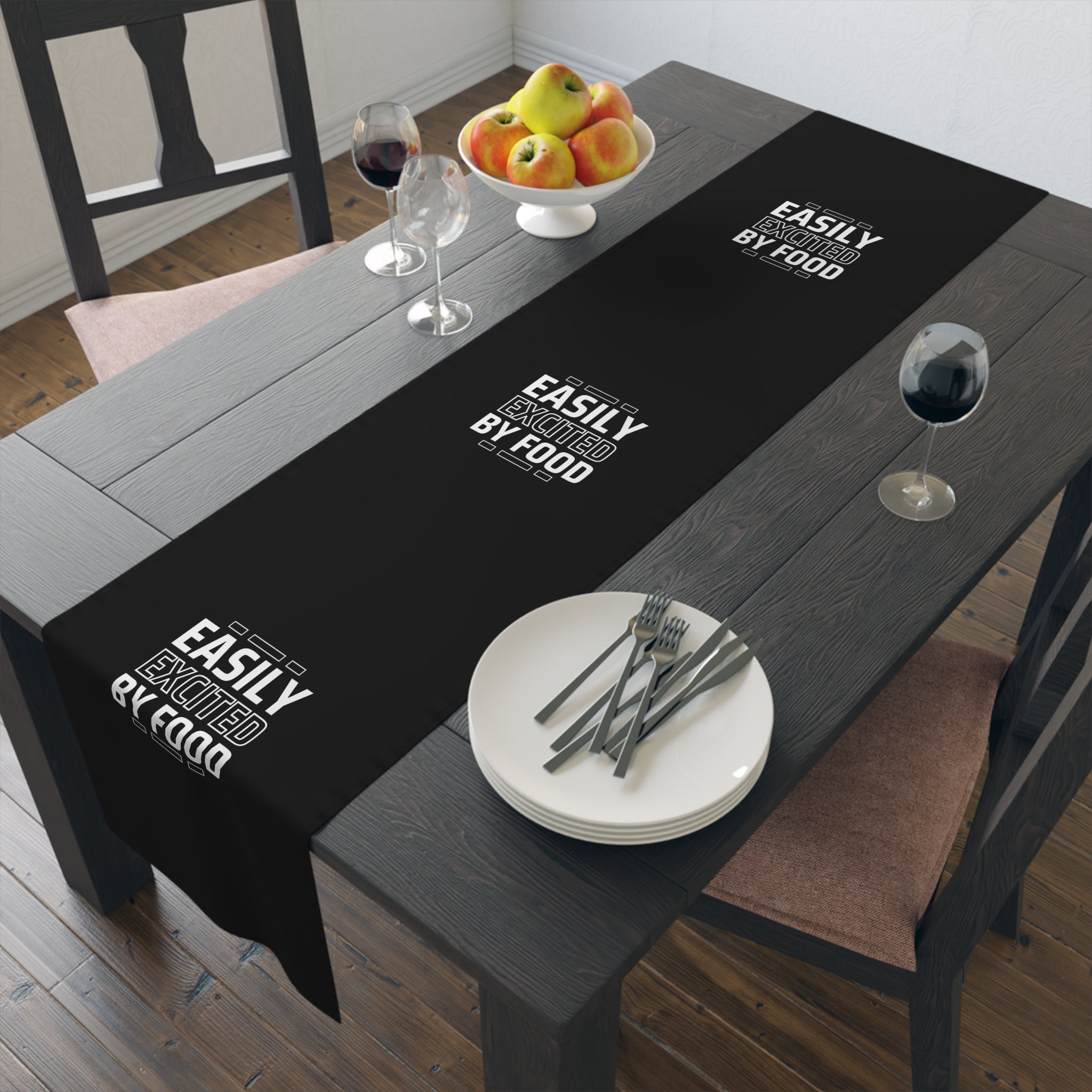 Excited by Food Table Runner - Perfect for Dining Celebrations and Home Decor