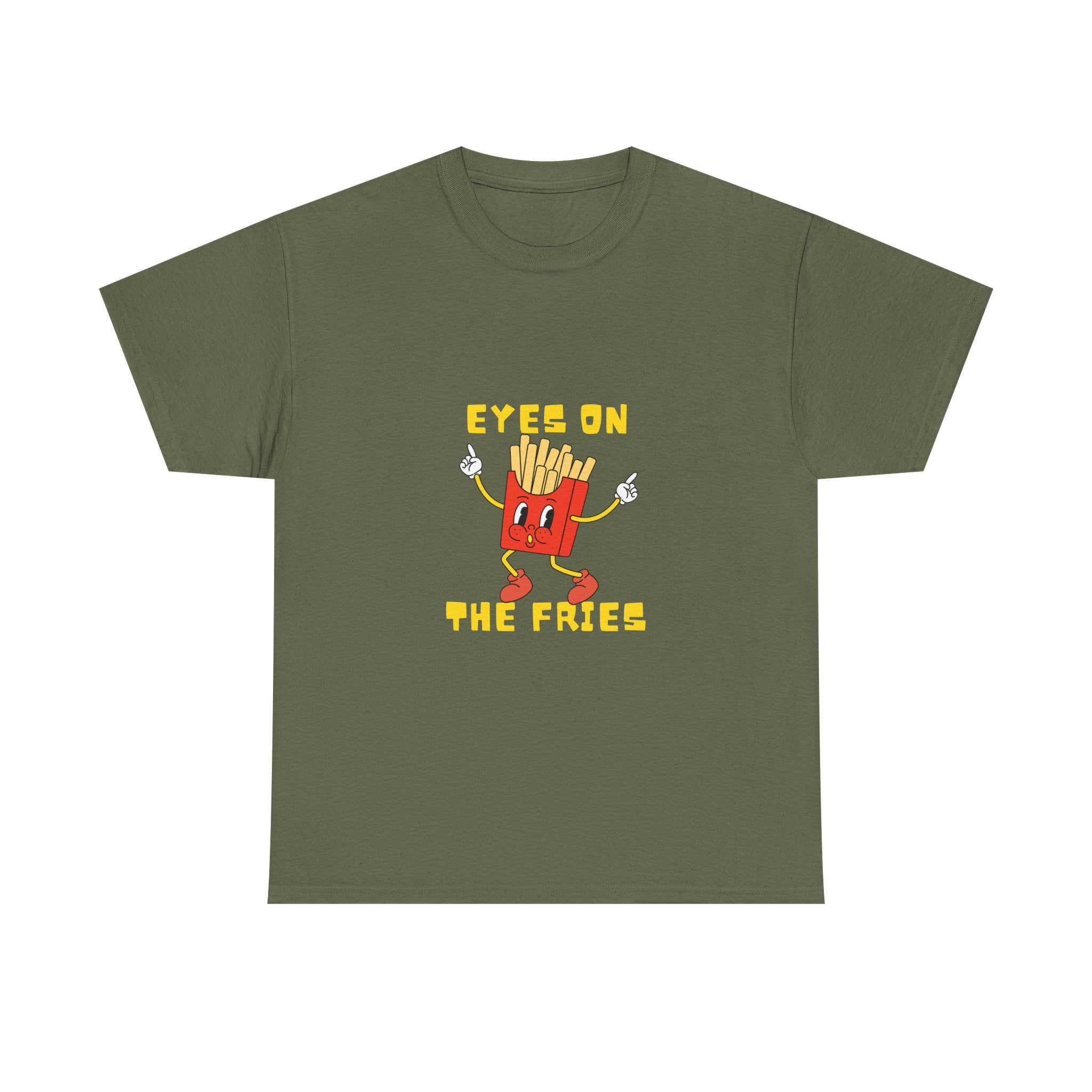Funny Foodie Unisex Heavy Cotton Tee - 'Eyes on the Fries' Graphic T-Shirt
