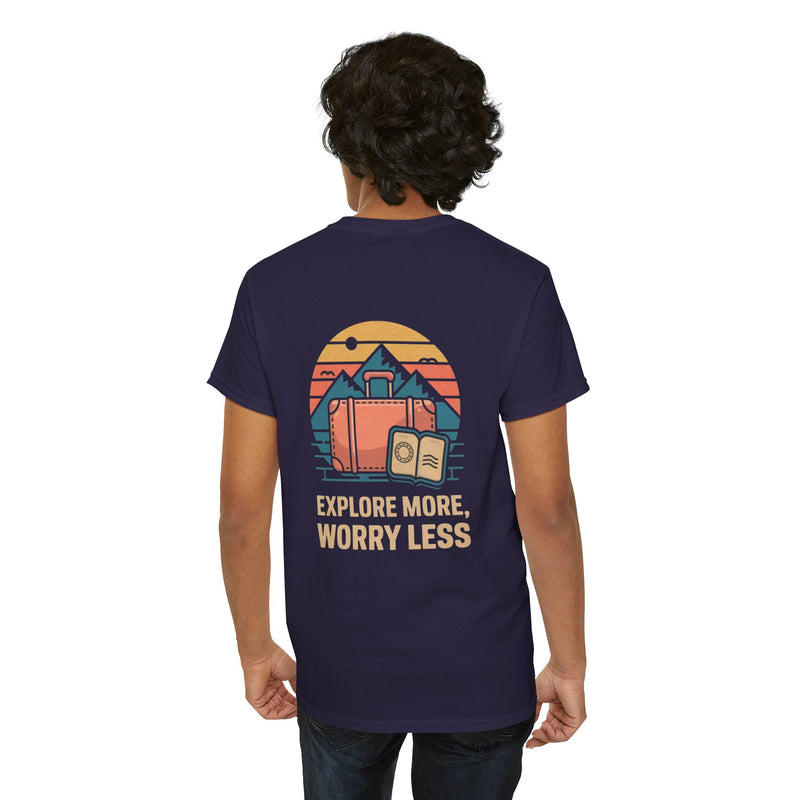 Unisex Heavy Cotton Tee: "Explore more worry less" - T-Shirt