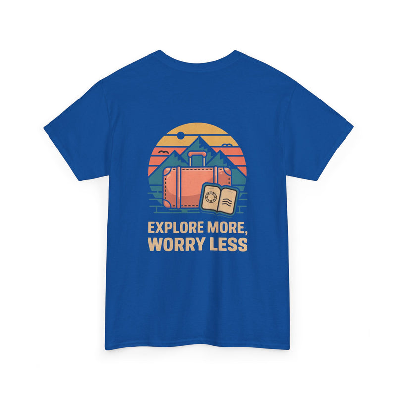 Unisex Heavy Cotton Tee: "Explore more worry less" - T-Shirt