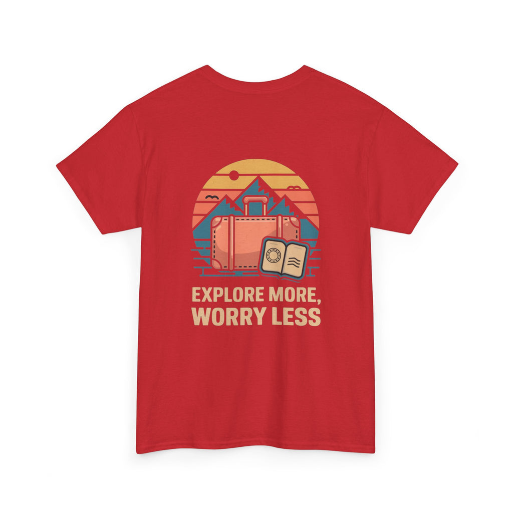 Unisex Heavy Cotton Tee: "Explore more worry less" - T-Shirt