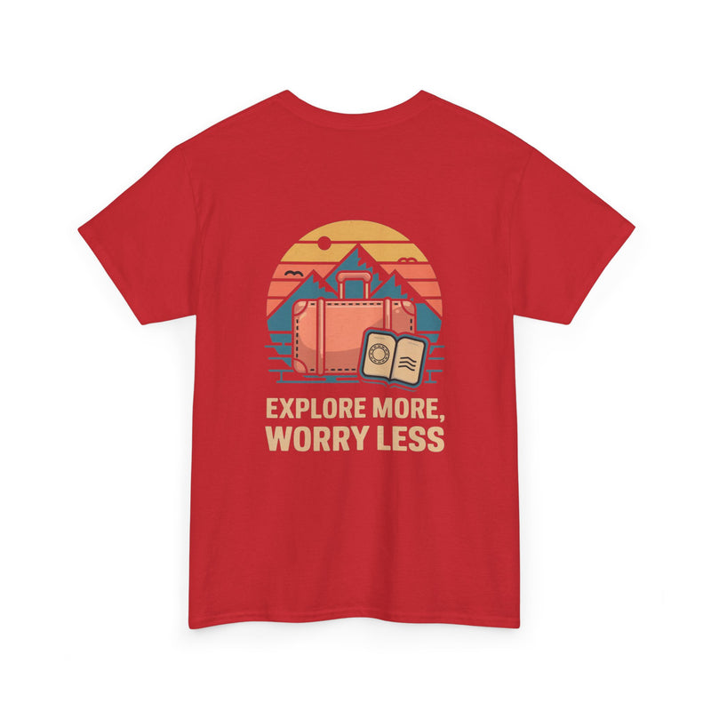 Unisex Heavy Cotton Tee: "Explore more worry less" - T-Shirt