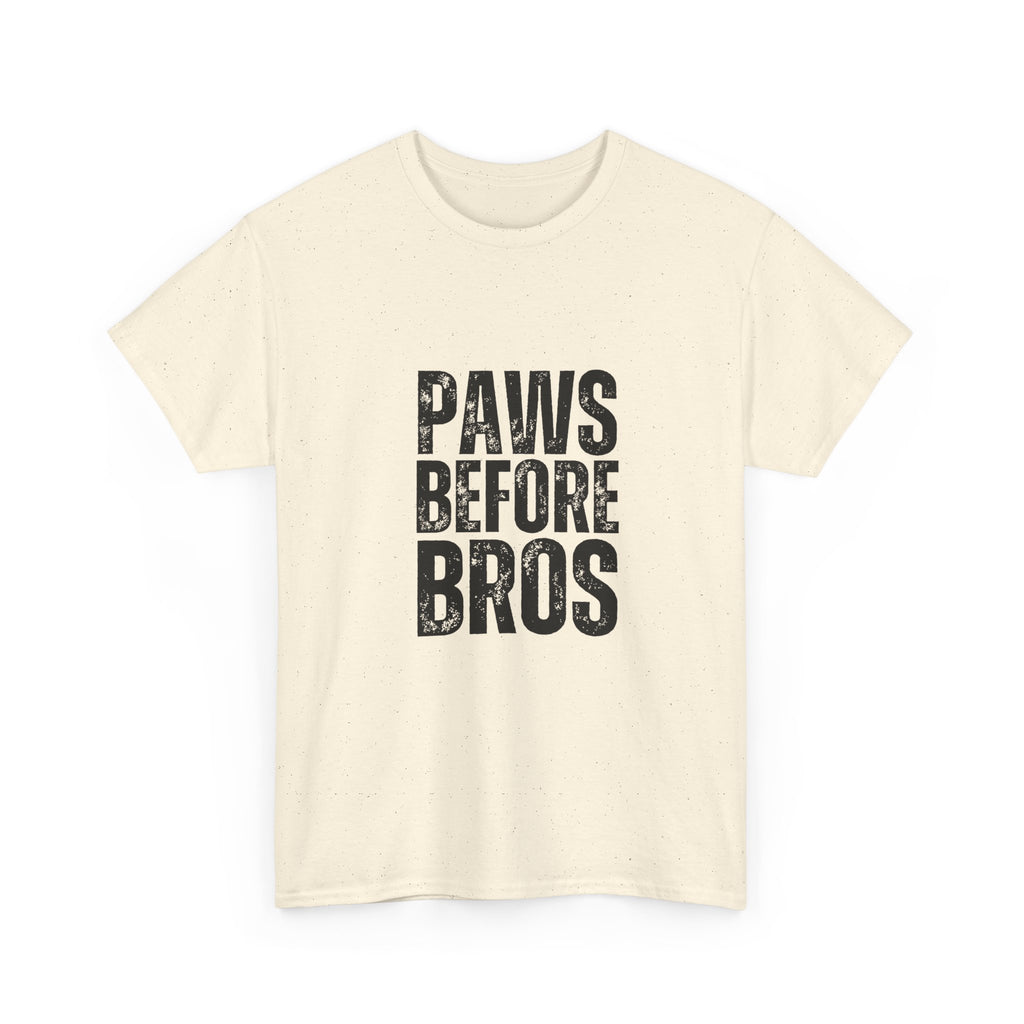 Unisex Heavy Cotton Tee - 'Paws Before Bros' Graphic T-Shirt