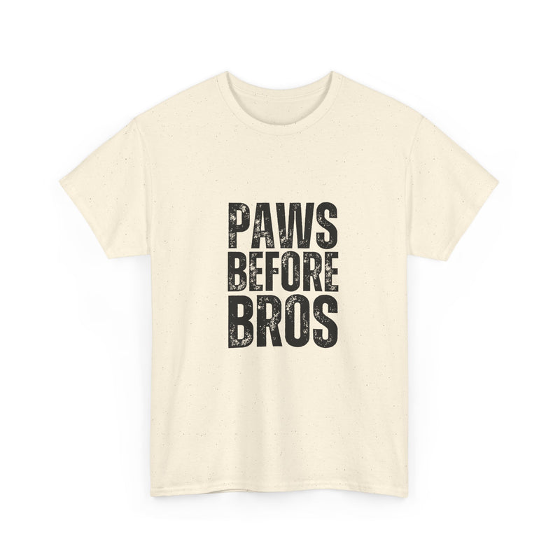Unisex Heavy Cotton Tee - 'Paws Before Bros' Graphic T-Shirt