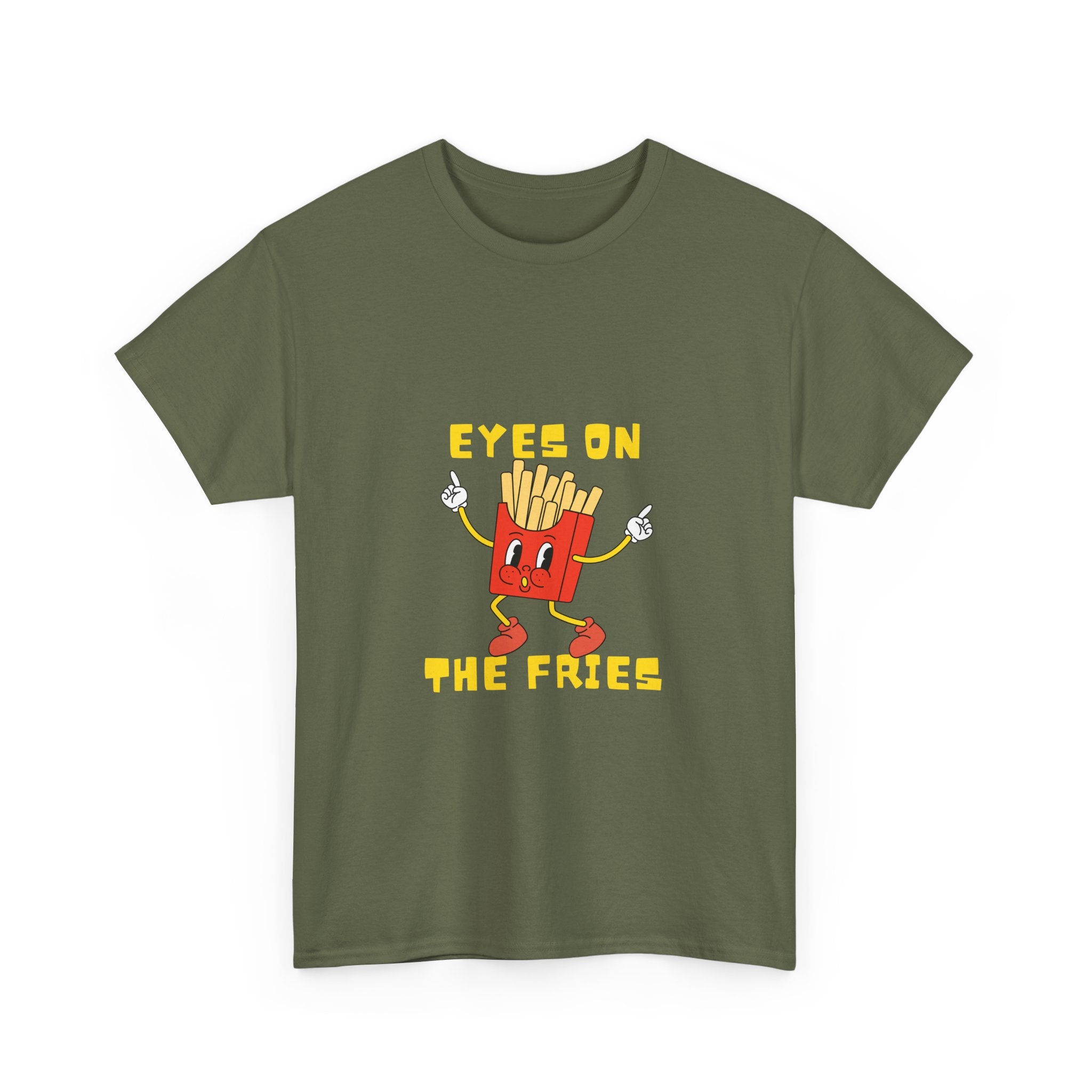Funny Foodie Unisex Heavy Cotton Tee - 'Eyes on the Fries' Graphic T-Shirt