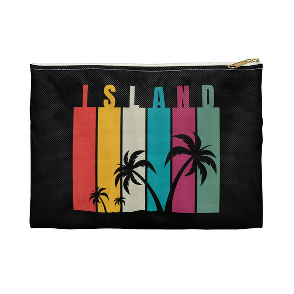 Tropical Island Accessory Pouch - Colorful Palm Tree Design for Travel & Organizing