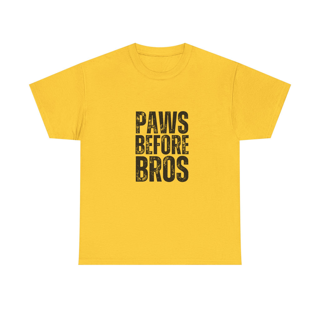 Unisex Heavy Cotton Tee - 'Paws Before Bros' Graphic T-Shirt