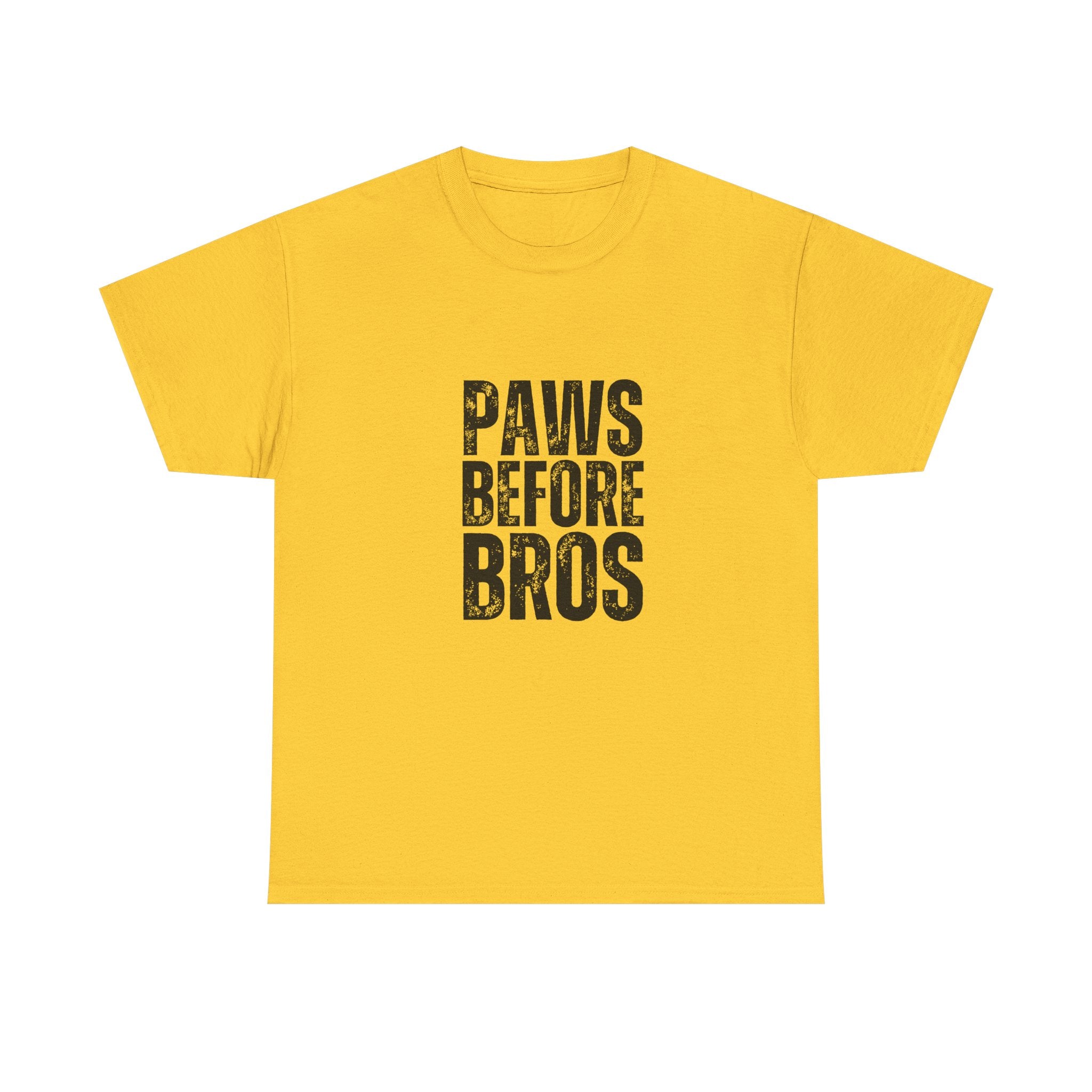 Unisex Heavy Cotton Tee - 'Paws Before Bros' Graphic T-Shirt