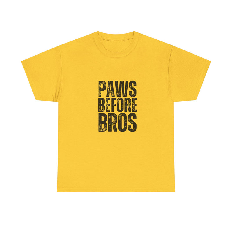 Unisex Heavy Cotton Tee - 'Paws Before Bros' Graphic T-Shirt