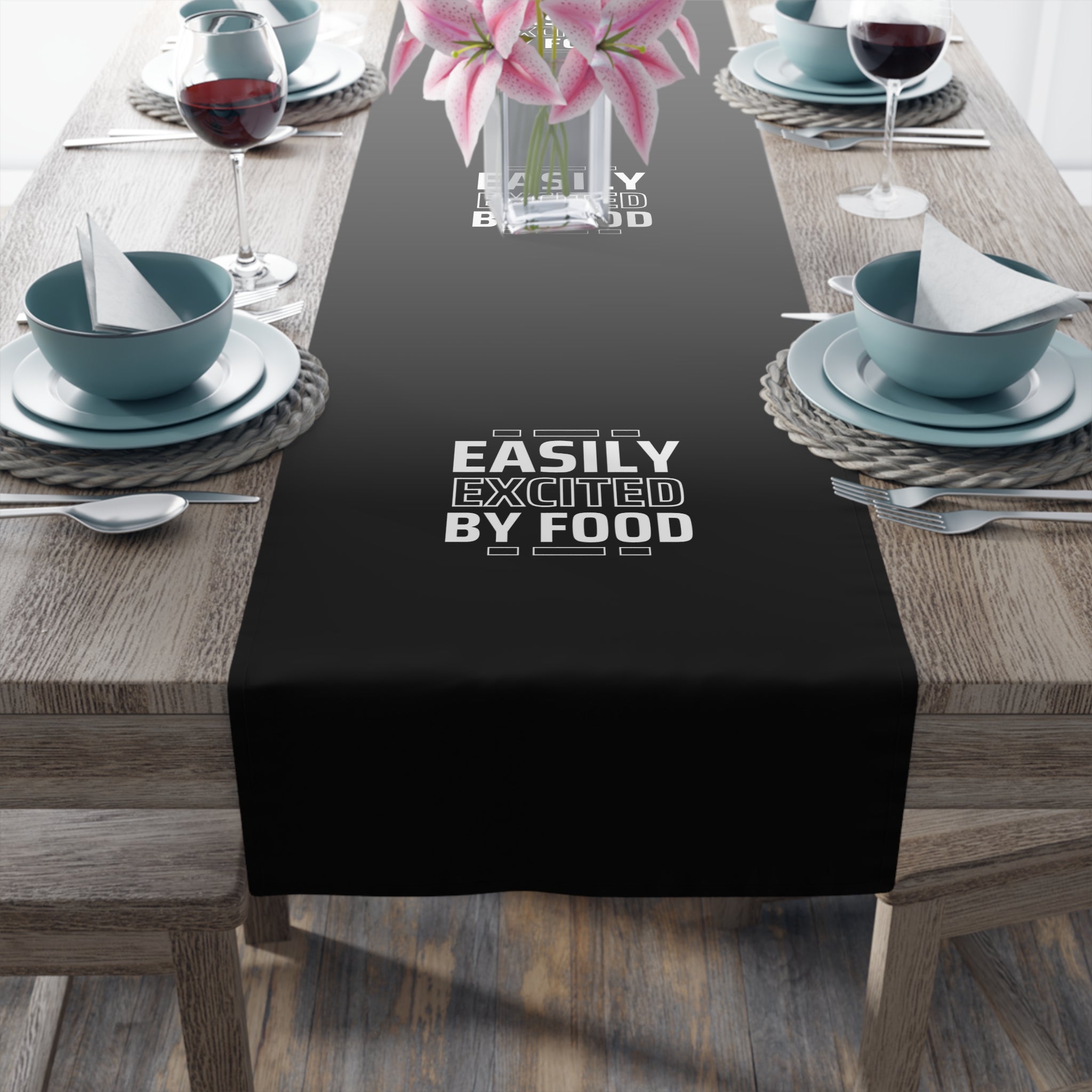 Excited by Food Table Runner - Perfect for Dining Celebrations and Home Decor