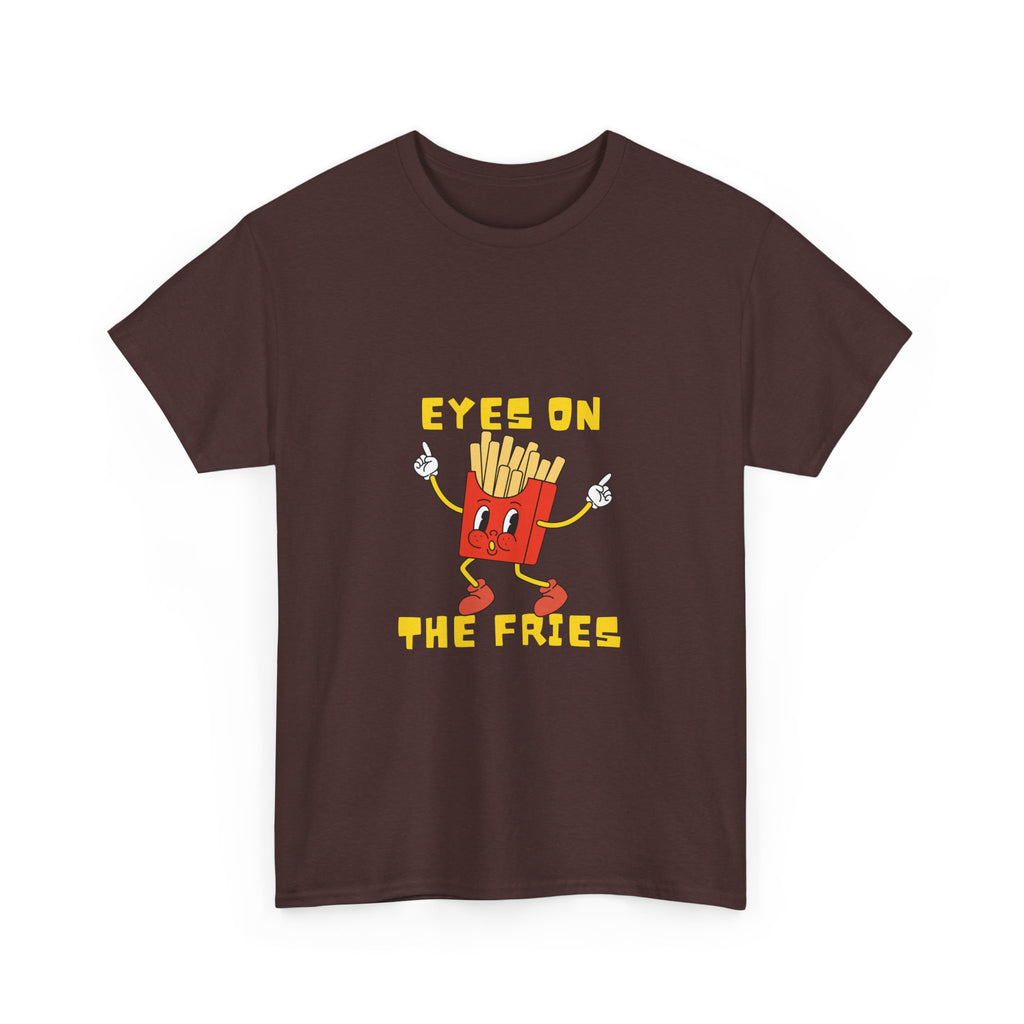 Funny Foodie Unisex Heavy Cotton Tee - 'Eyes on the Fries' Graphic T-Shirt