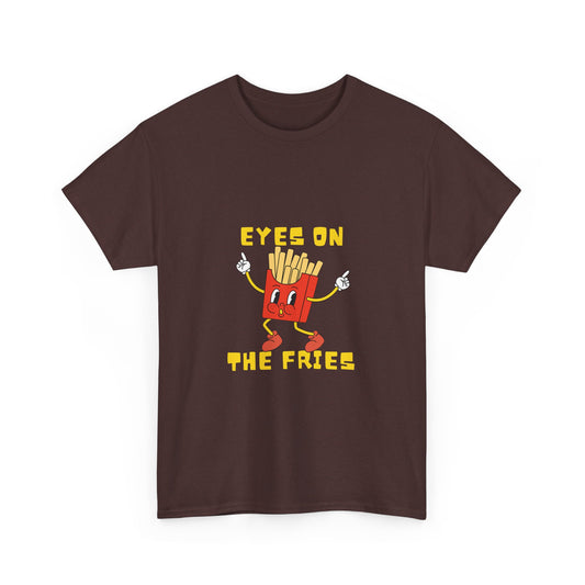 Funny Foodie Unisex Heavy Cotton Tee - 'Eyes on the Fries' Graphic T-Shirt