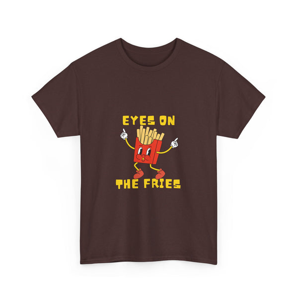 Funny Foodie Unisex Heavy Cotton Tee - 'Eyes on the Fries' Graphic T-Shirt