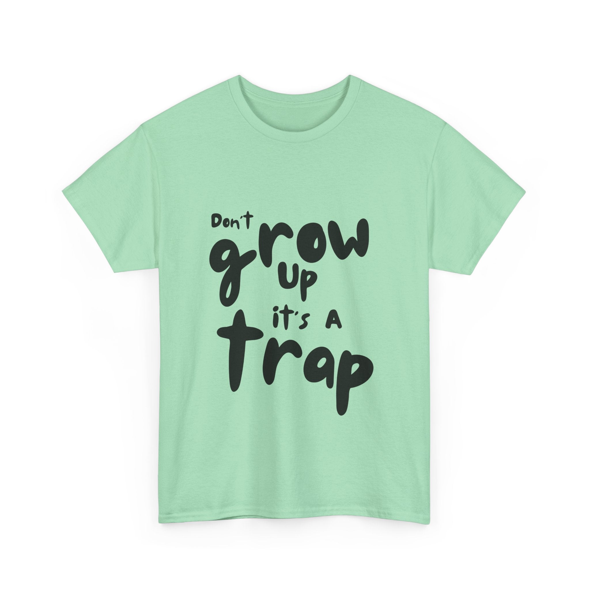 Funny Unisex Heavy Cotton Tee - "Don't Grow Up It's A Trap"