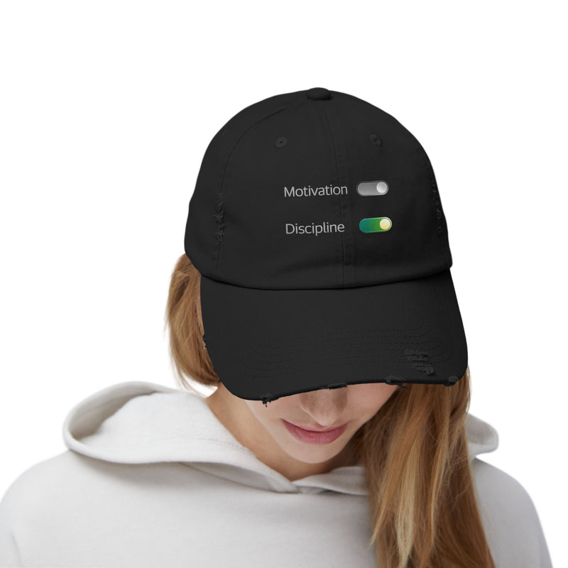 Motivation vs Discipline Distressed Cap | Unisex Adjustable Hat