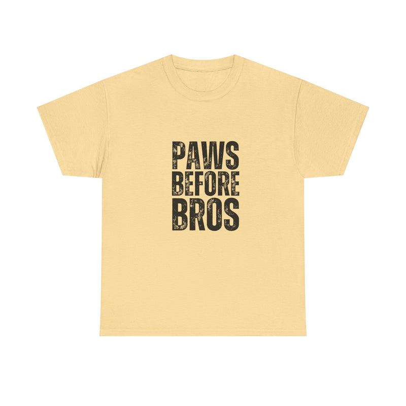 Unisex Heavy Cotton Tee - 'Paws Before Bros' Graphic T-Shirt