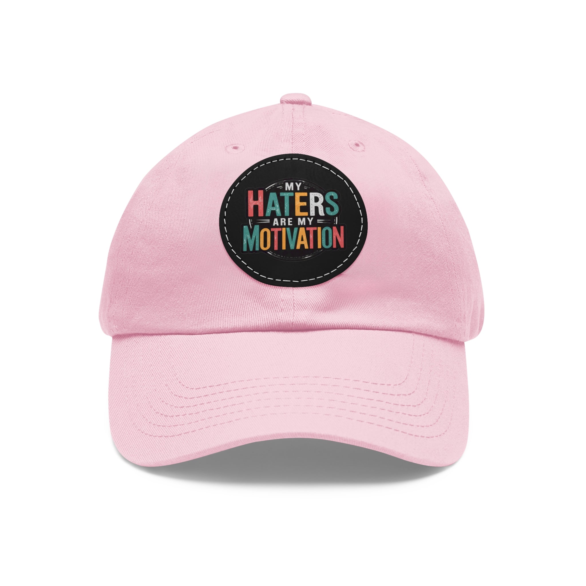 Motivational Dad Hat with Leather Patch - "My Haters Are My Motivation"