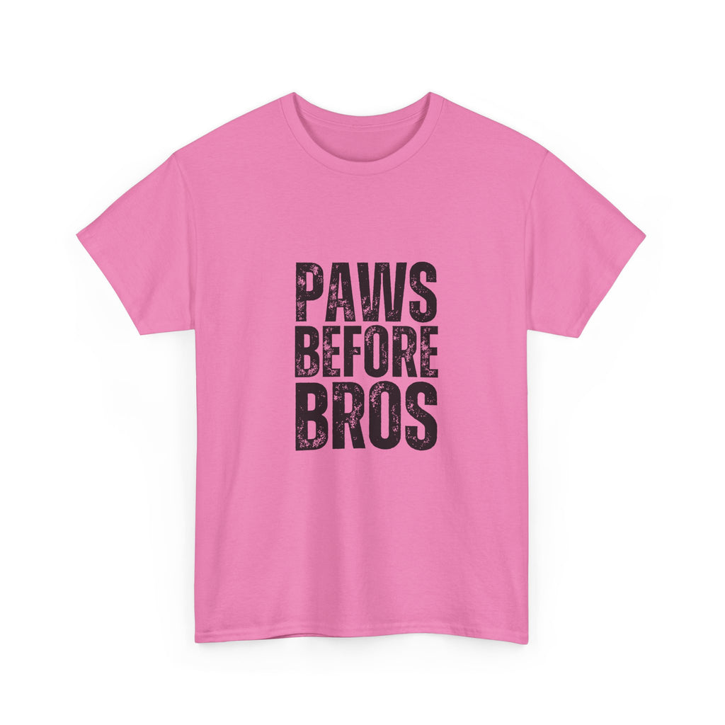 Unisex Heavy Cotton Tee - 'Paws Before Bros' Graphic T-Shirt