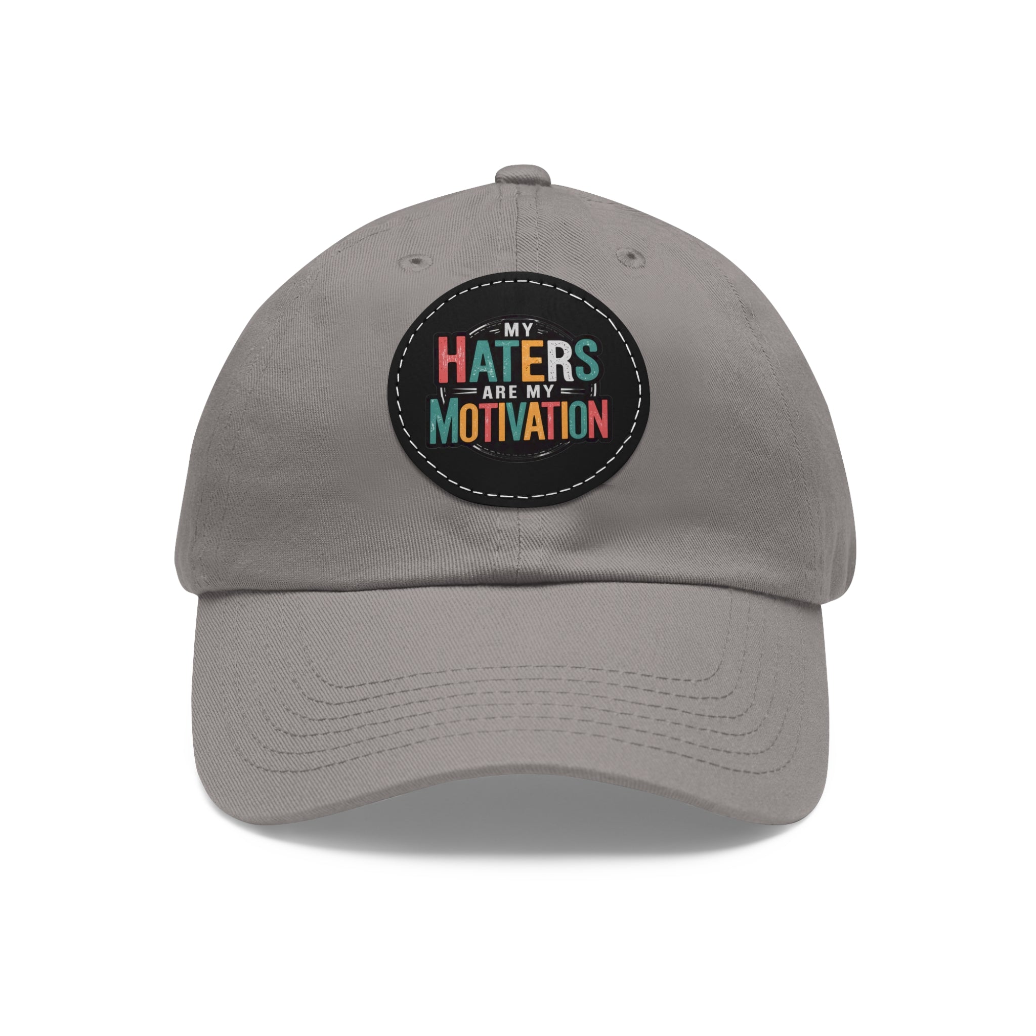 Motivational Dad Hat with Leather Patch - "My Haters Are My Motivation"
