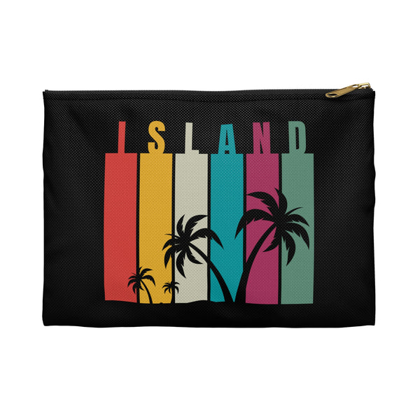 Tropical Island Accessory Pouch - Colorful Palm Tree Design for Travel & Organizing