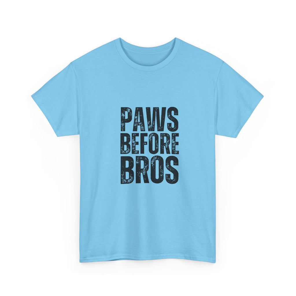 Unisex Heavy Cotton Tee - 'Paws Before Bros' Graphic T-Shirt