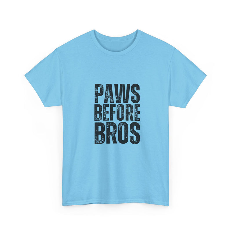 Unisex Heavy Cotton Tee - 'Paws Before Bros' Graphic T-Shirt