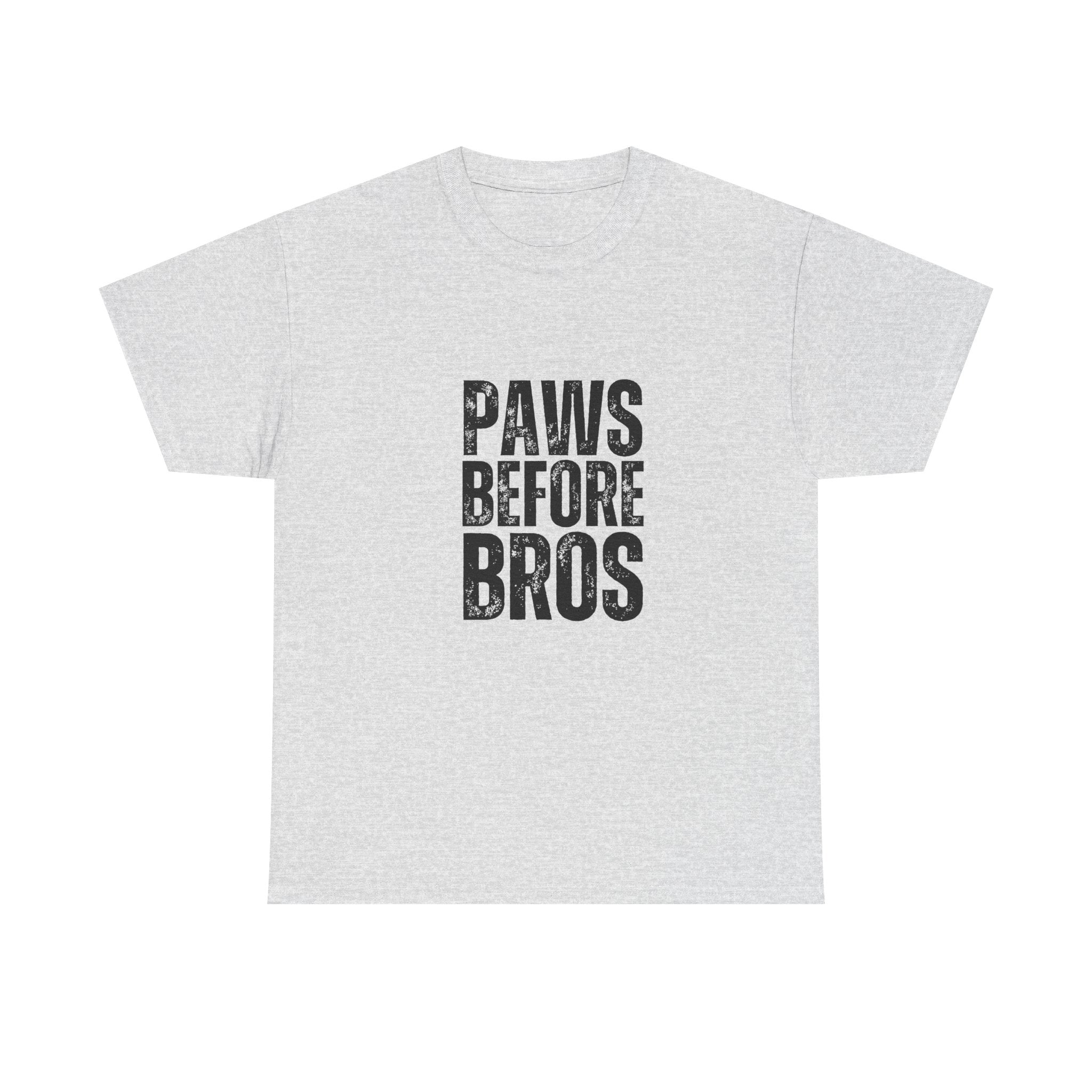Unisex Heavy Cotton Tee - 'Paws Before Bros' Graphic T-Shirt