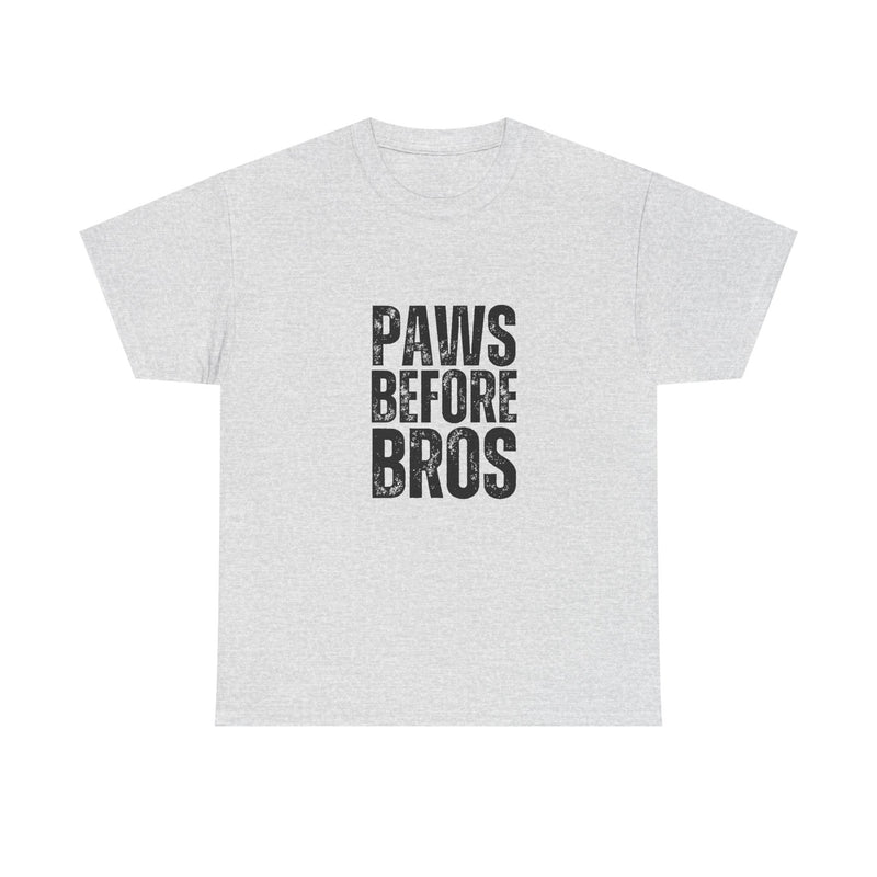 Unisex Heavy Cotton Tee - 'Paws Before Bros' Graphic T-Shirt