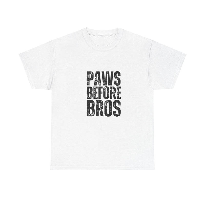 Unisex Heavy Cotton Tee - 'Paws Before Bros' Graphic T-Shirt