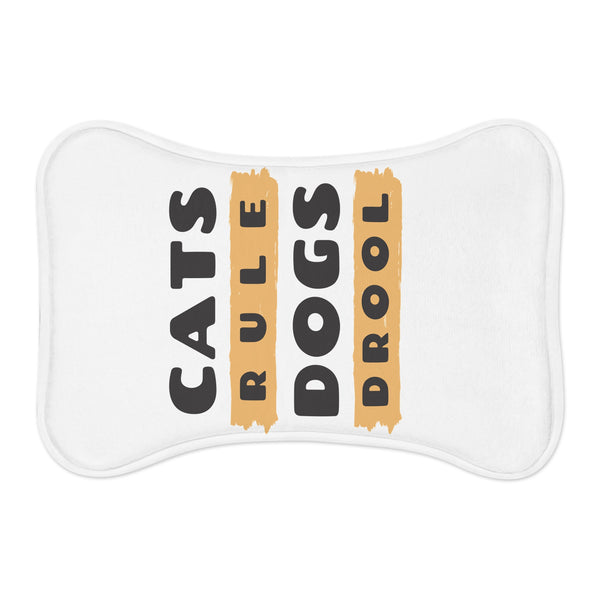 Funny Pet Feeding Mat - 'Cats Rule, Dogs Drool' - Ideal for Pet Lovers