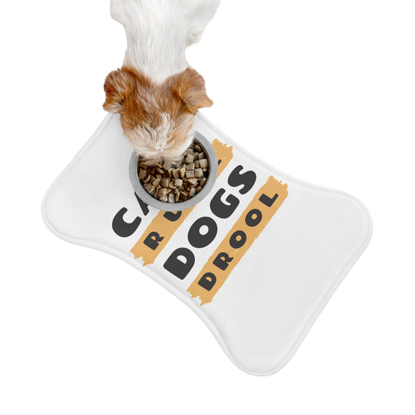 Funny Pet Feeding Mat - 'Cats Rule, Dogs Drool' - Ideal for Pet Lovers