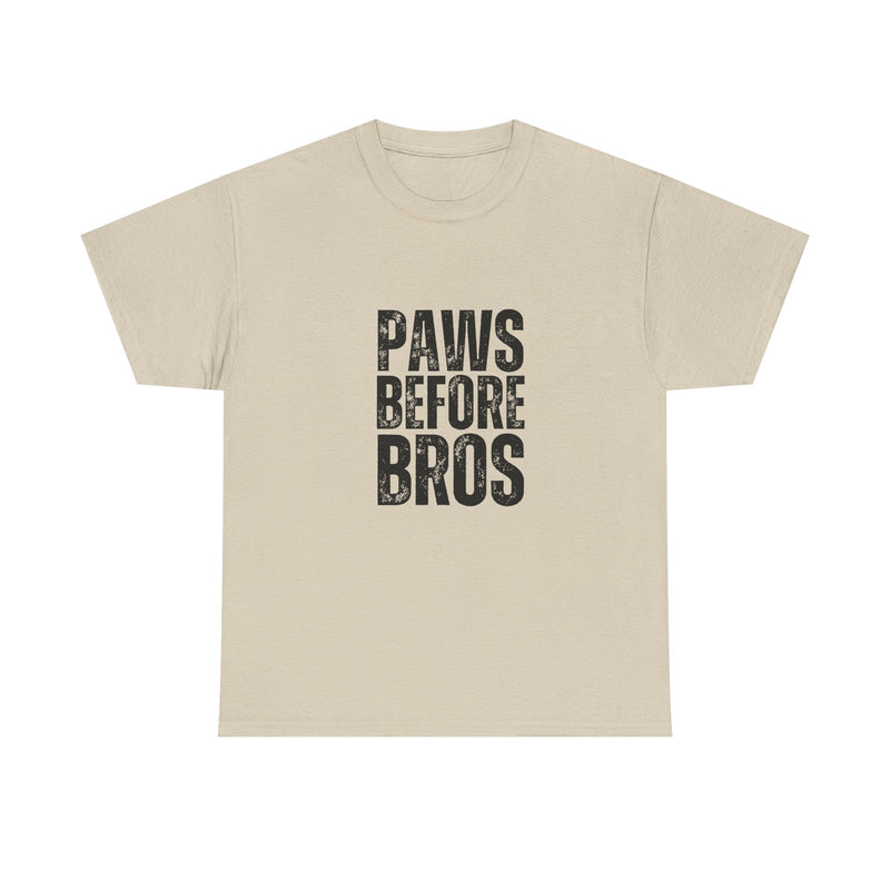 Unisex Heavy Cotton Tee - 'Paws Before Bros' Graphic T-Shirt
