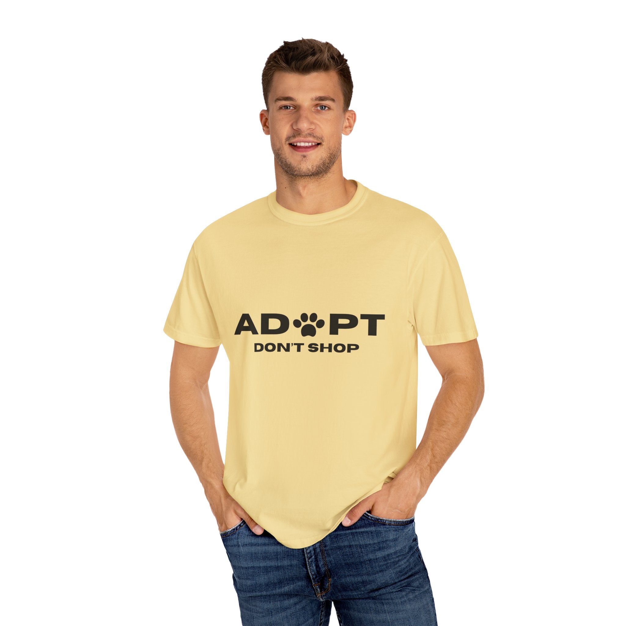 Adopt Don't Shop Unisex Garment-Dyed T-Shirt – Perfect for Animal Lovers