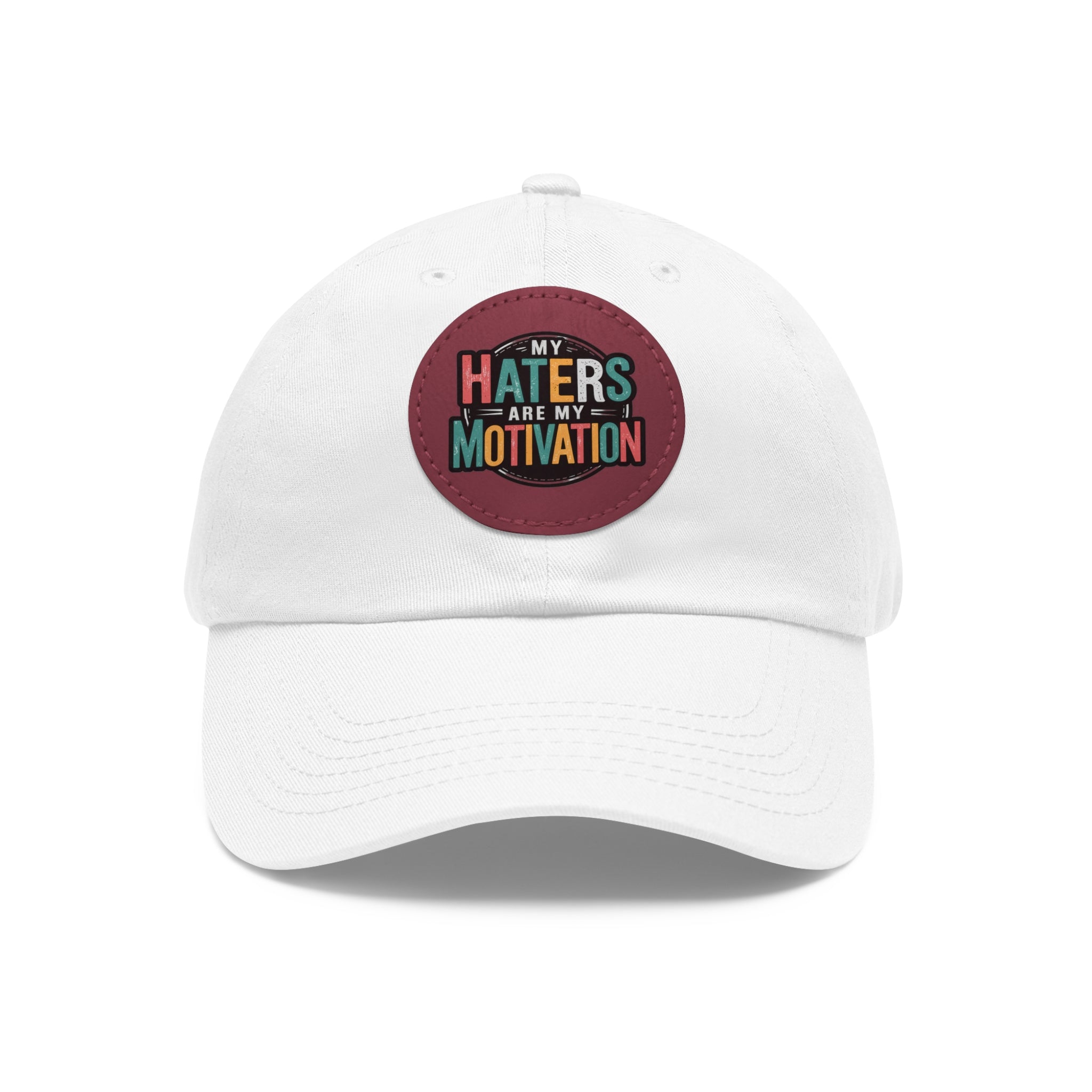 Motivational Dad Hat with Leather Patch - "My Haters Are My Motivation"