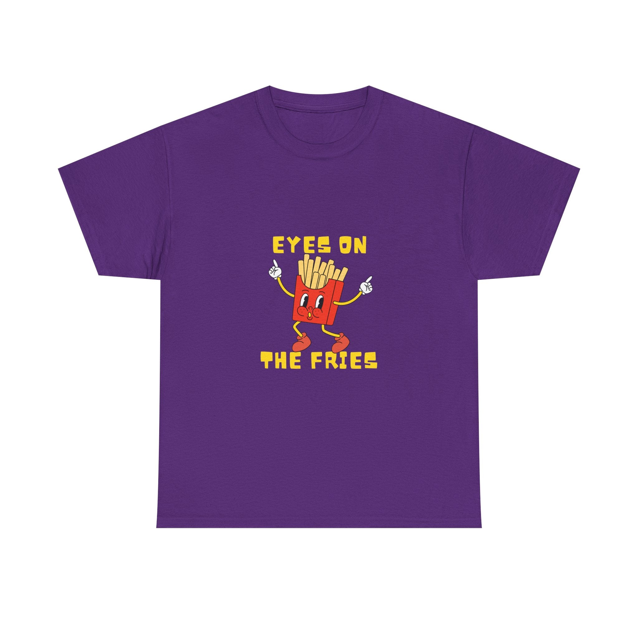 Funny Foodie Unisex Heavy Cotton Tee - 'Eyes on the Fries' Graphic T-Shirt
