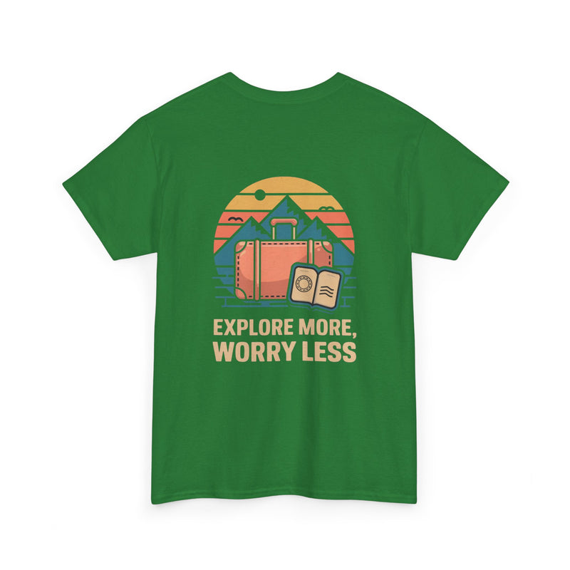 Unisex Heavy Cotton Tee: "Explore more worry less" - T-Shirt