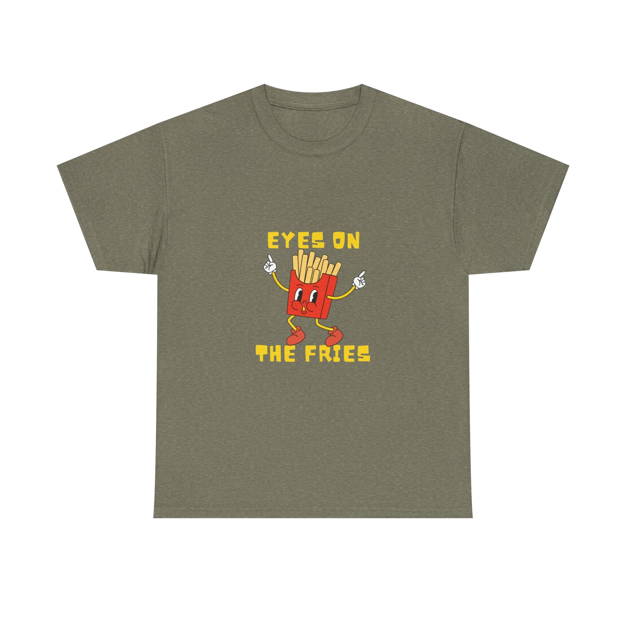 Funny Foodie Unisex Heavy Cotton Tee - 'Eyes on the Fries' Graphic T-Shirt