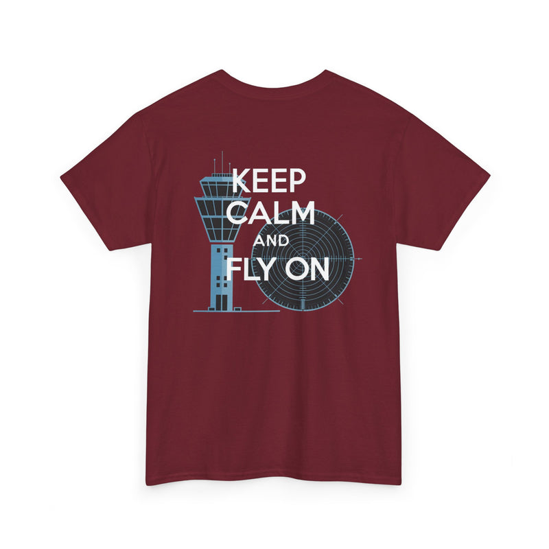 Keep Calm and Fly On Unisex Heavy Cotton Tee