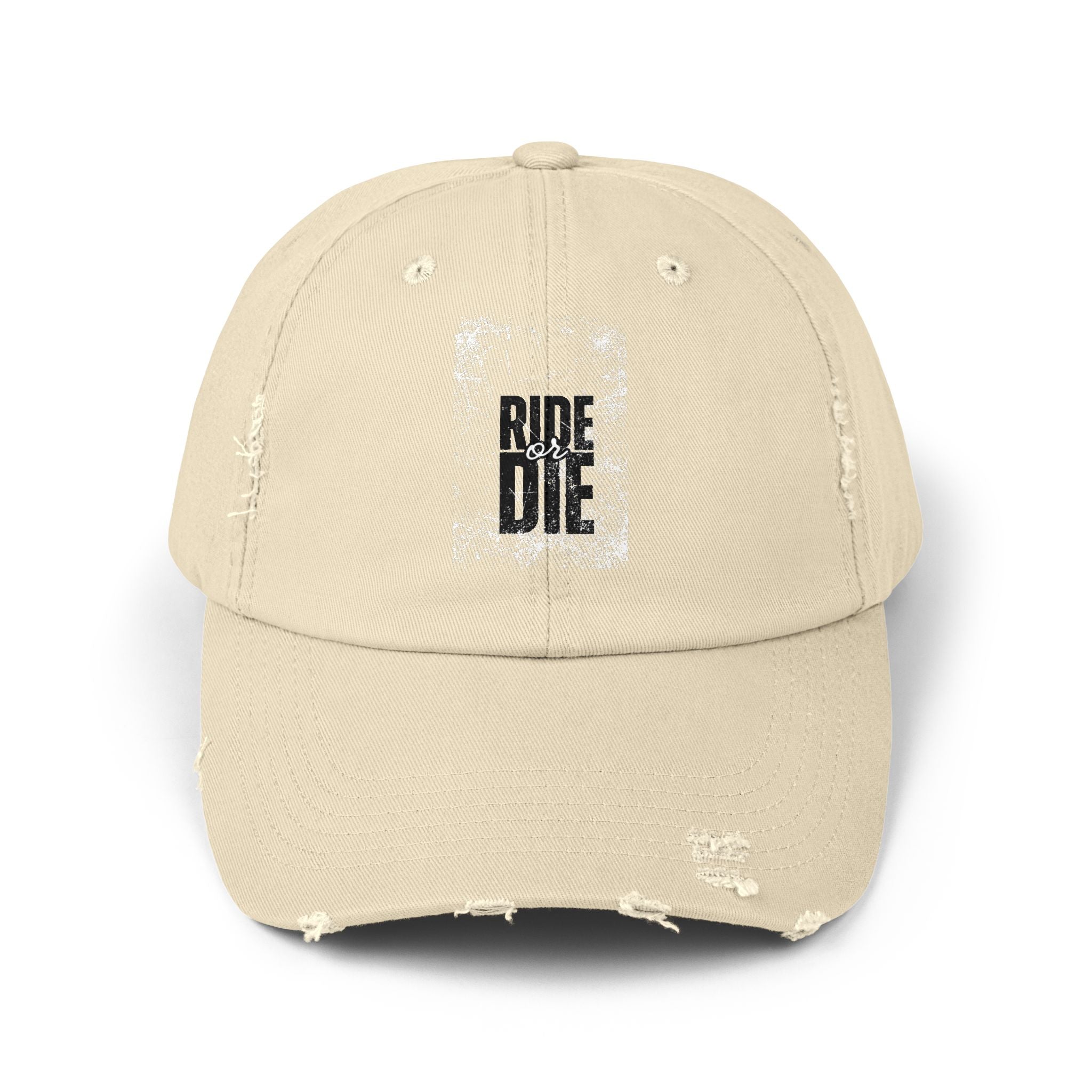 Unisex Distressed Cap - 'Ride or Die' Vintage Style Hat for Adventure Lovers