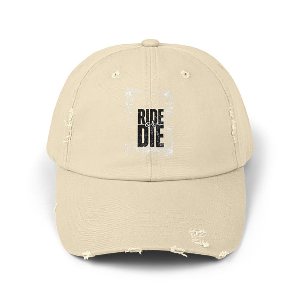 Unisex Distressed Cap - 'Ride or Die' Vintage Style Hat for Adventure Lovers