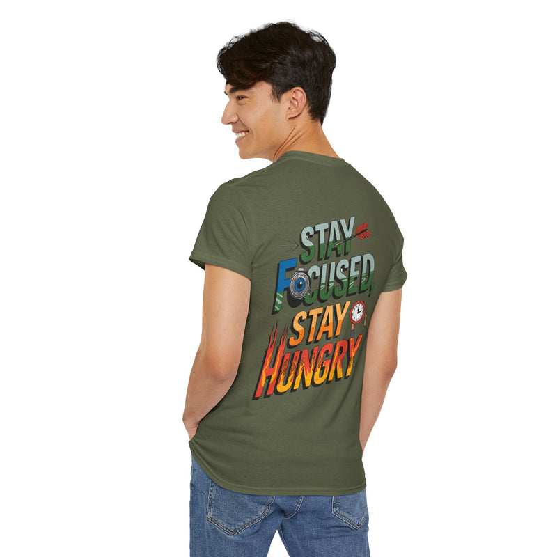 Unisex Heavy Cotton Tee: "Stay Focused Stay Hungry" - T-Shirt