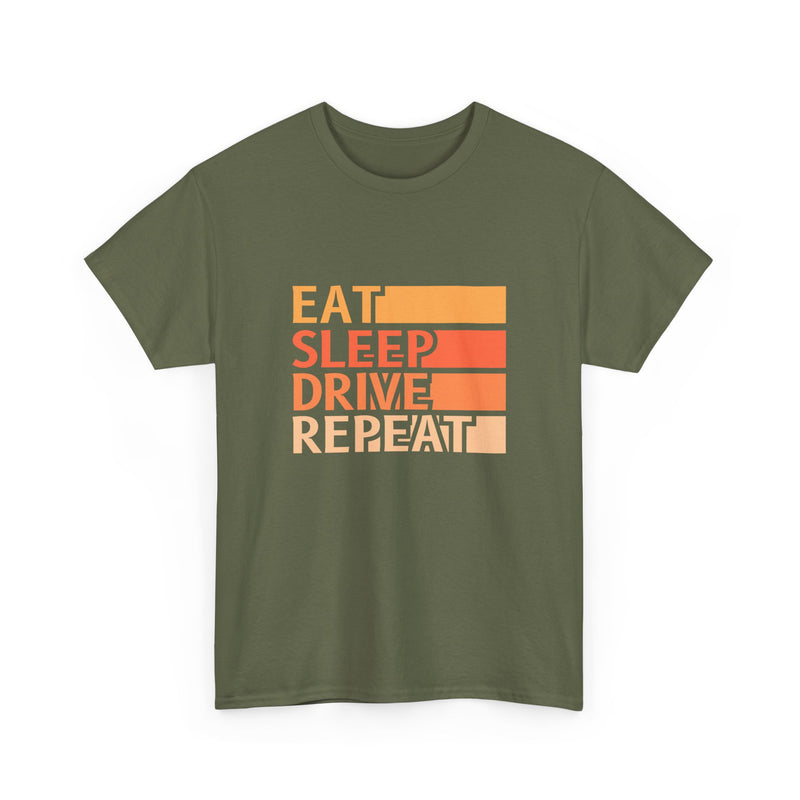 Eat Sleep Drive Repeat Unisex Heavy Cotton Tee - Perfect for Car Enthusiasts