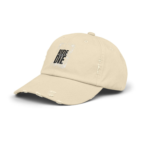 Unisex Distressed Cap - 'Ride or Die' Vintage Style Hat for Adventure Lovers